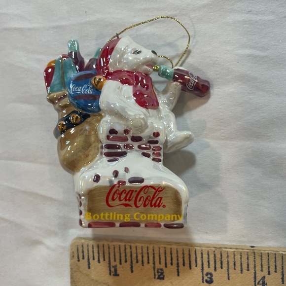 Lot Of 2 Coca Cola Christmas Ornaments 2003 Pearlescent Porcelain Bottle Works - Picture 15 of 16
